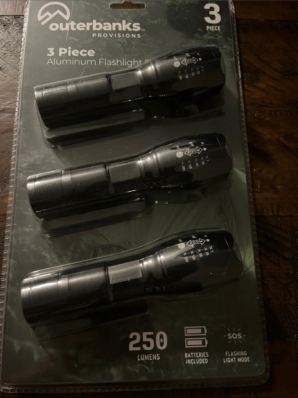 3-Piece Aluminum Flashlight Set - Black